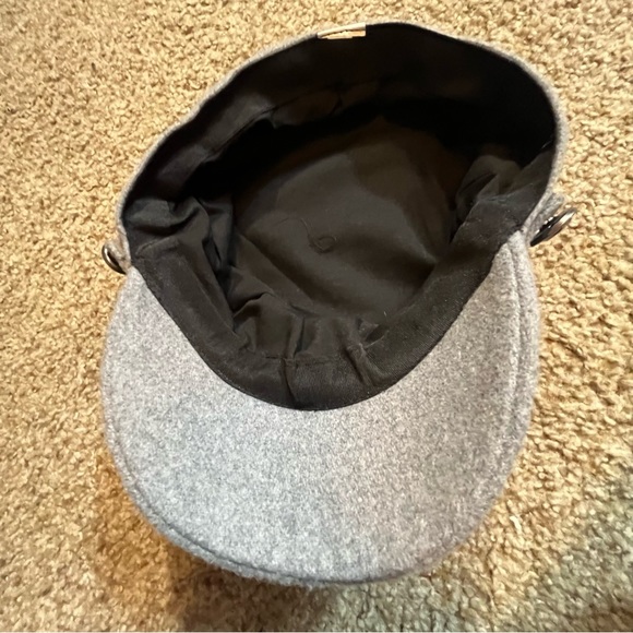 Vintage VTG Wool Cap Sailor Buttons Gray Flat Cap Lined Nautical - Picture 4 of 9